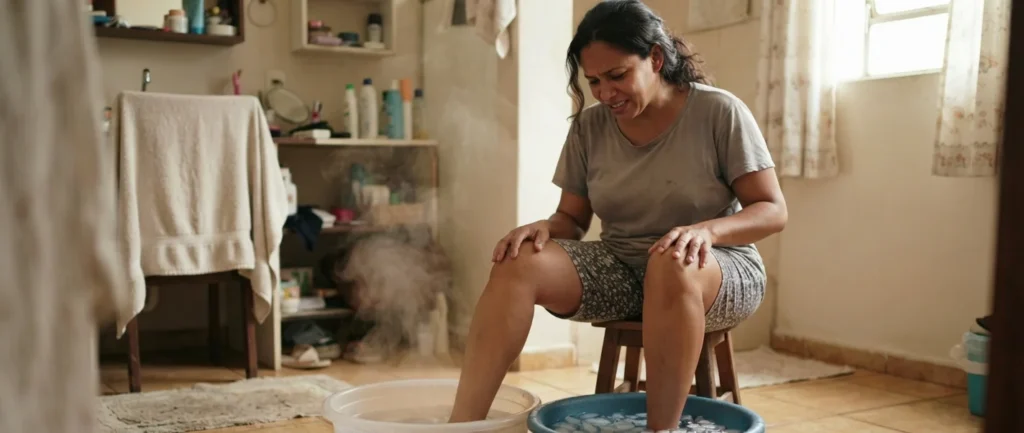 banho de contraste para fascite plantar