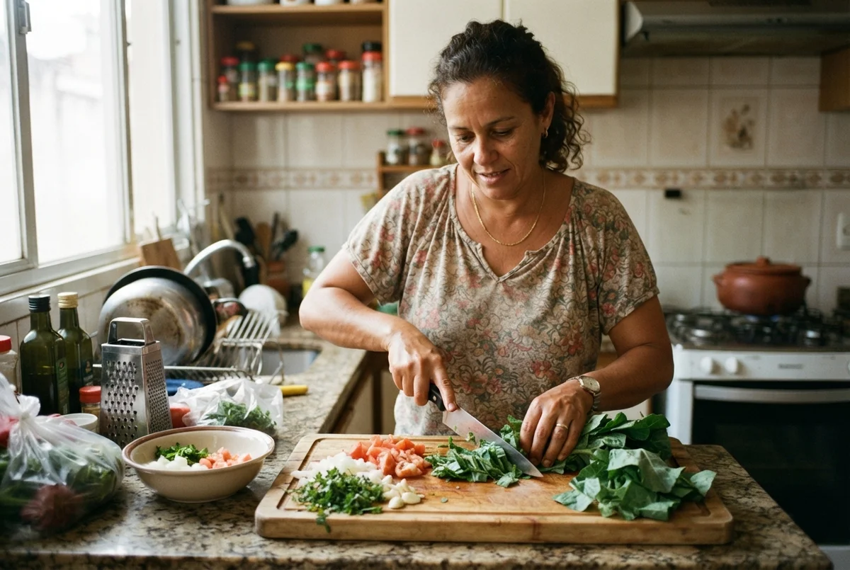 preparo de refeição saudável na cozinha